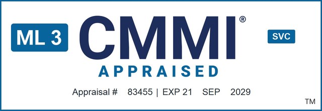 CMMI ML3 Appraised, Services (SVC), Appraisal #83455, valid until 21 September 2029