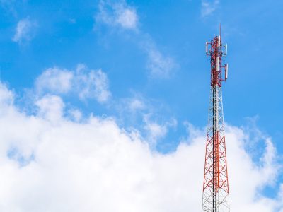 Telecommunication tower with beautiful sky
