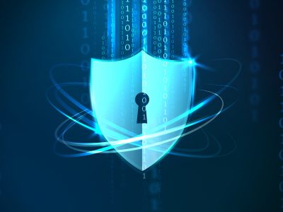 Futuristic lock shield protection vector